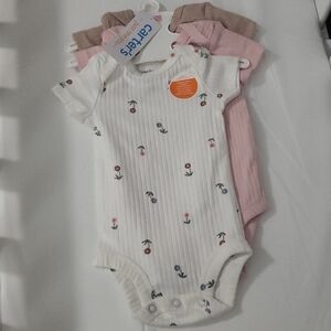 Carter's 3 Piece Ribbed Floral Baby onesies